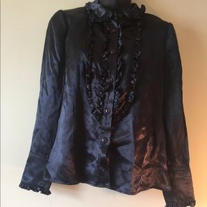 ABS by Allen Schwartz midnight blue ruffle top XS